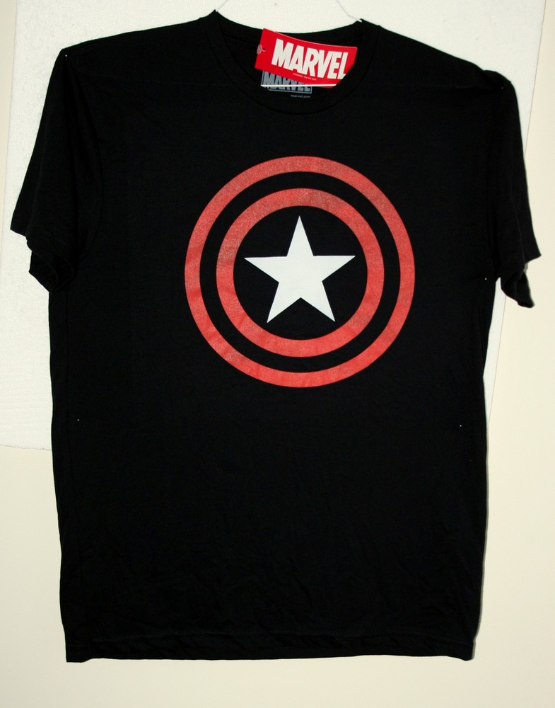 Marvel Comics Captain America Comics Classic Shield T-Shirt New Large Black