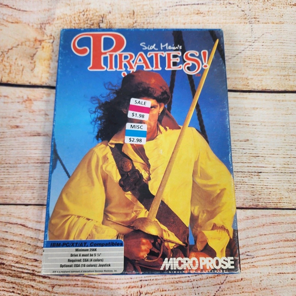 Sid Meier's Pirates! MicroProse IBM PC 5.25" Disk w/ Map, Manual,  Inserts