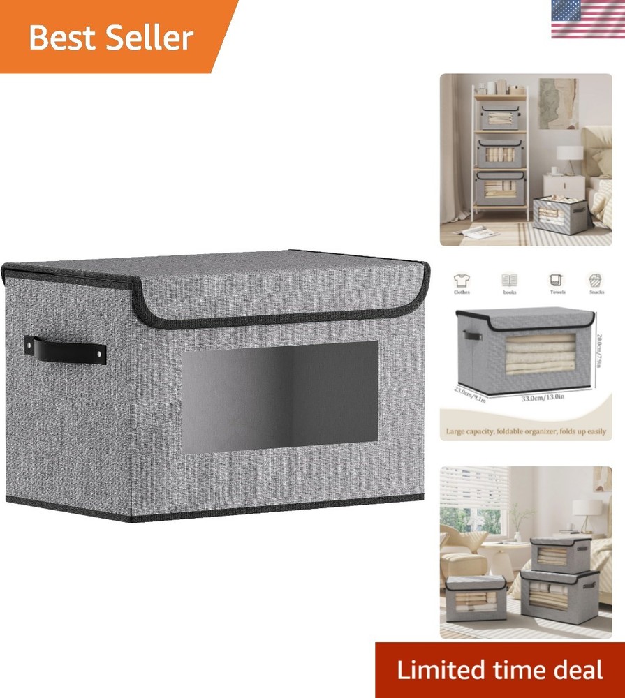 Space-Saving Linen Closet Bins - Stackable, Foldable, & Stylish Gray Storage