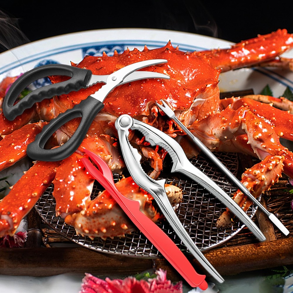 Seafood Cracker Tool Set Includes Shellers Forks Scissors Storage Bag