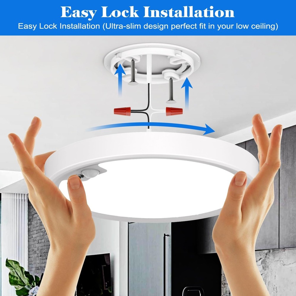 Motion Sensor Ceiling Light Wired, LED Flush Mount Ceiling Light Fixture 18W/...
