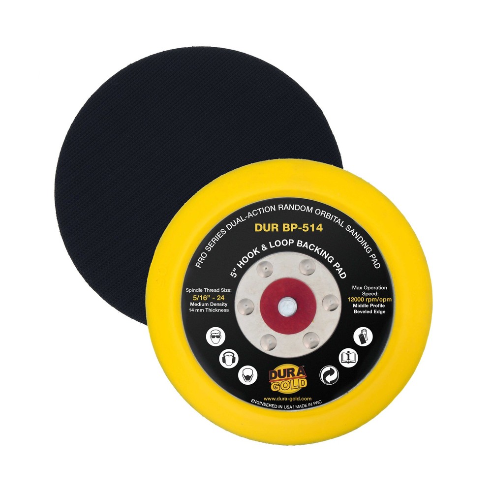 5" Hook & Loop DA Sander Backing Plate Pad, 14mm Medium Profile Edge, Sanding