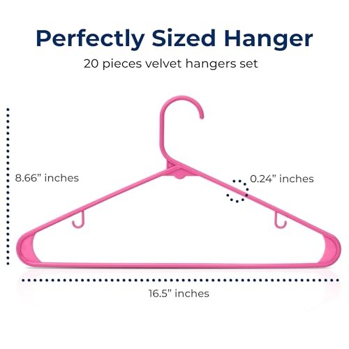SereneLife 20-Pack Plastic Hangers (Pink)