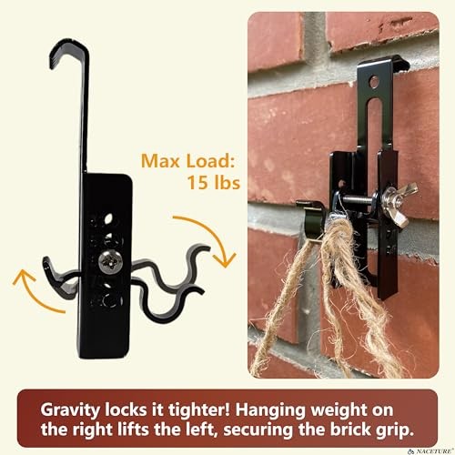 Adjustable Brick Wall Clips (4 Pack) – No-Drill Brick Hooks for Black 4 Pack