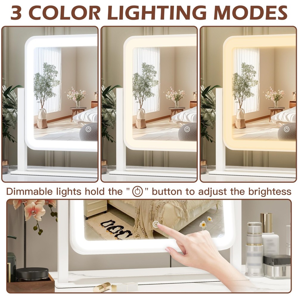 FENNIO Vanity Mirror with Lights 14"×12" Makeup Mirror with Lights,Lighted