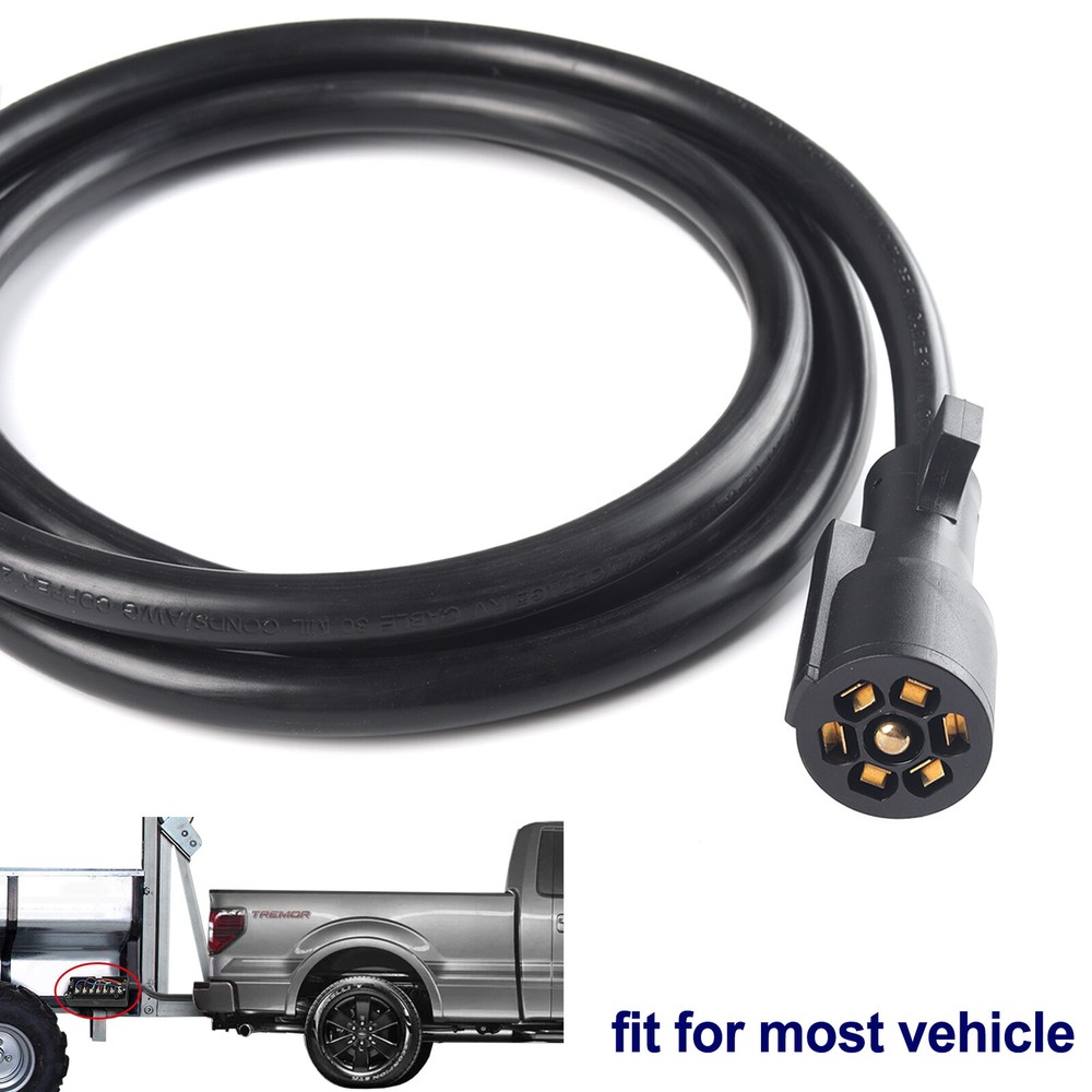 8 Feet 7 Way RV Trailer Plug Light Connector Trailer Cord 7Pin Wiring Harness