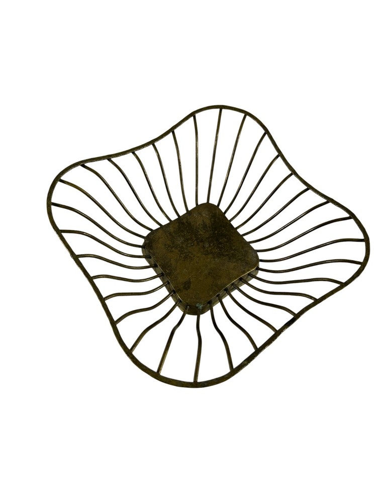 Solid Brass Gatco Metal Wire Bowl Basket Square Rustic Ethnic Decor