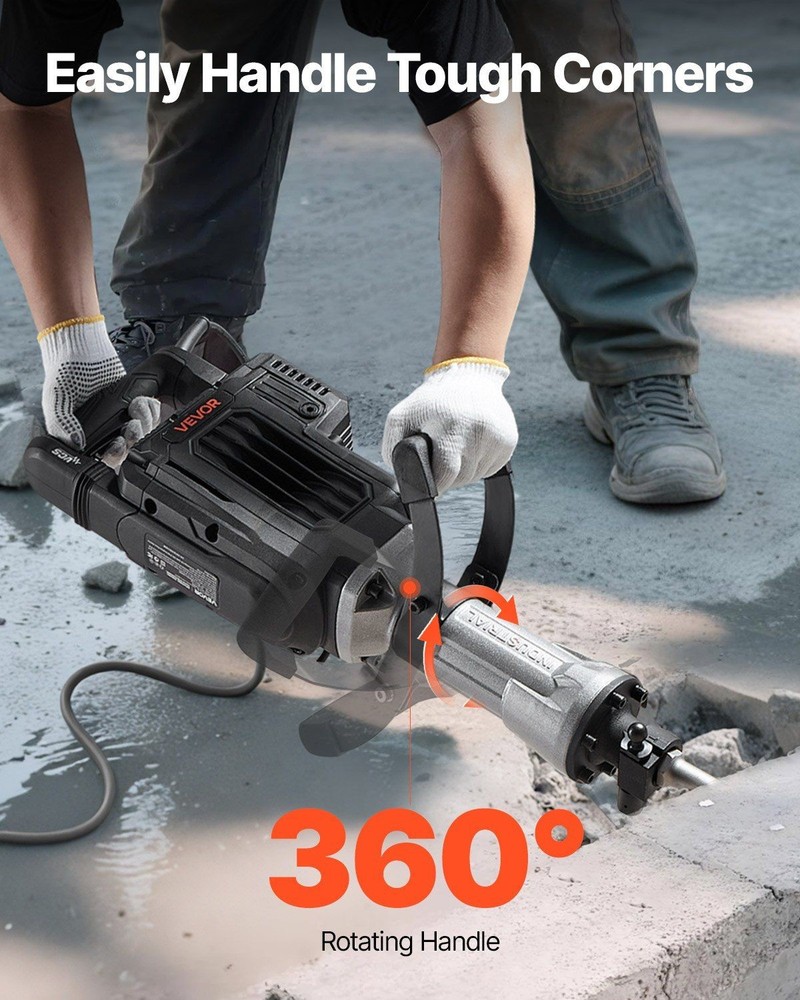 3000W 1700BPM Demolition Hammer with Grip Handle Chisel
