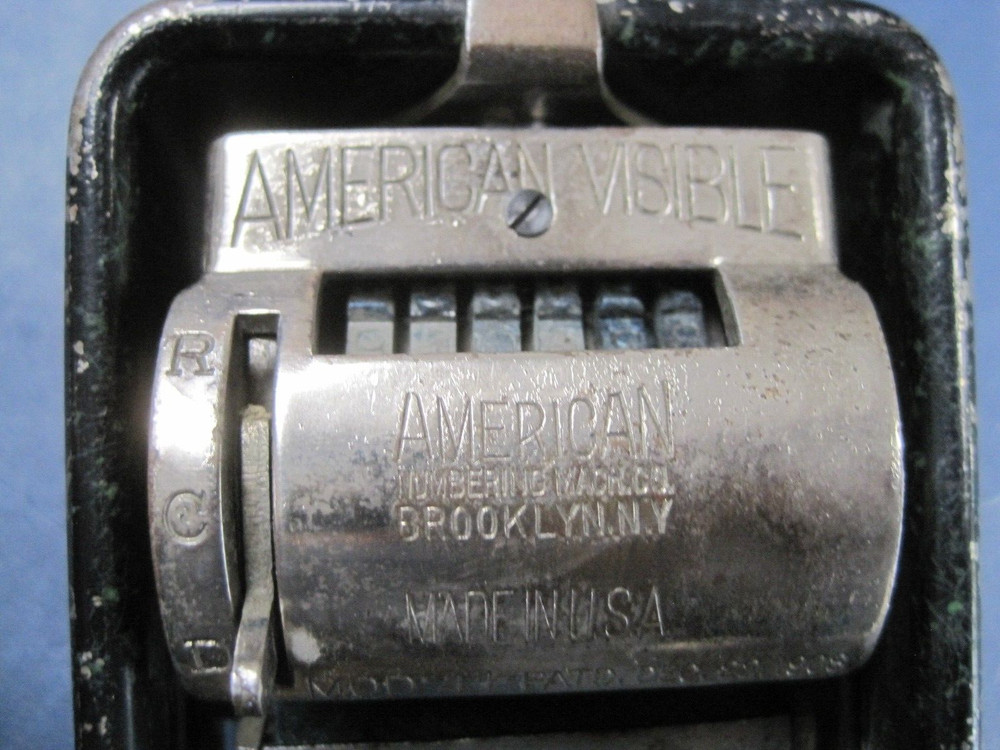 Vintage American Visible Model 41 Hand Numbering Machine Patent 1908