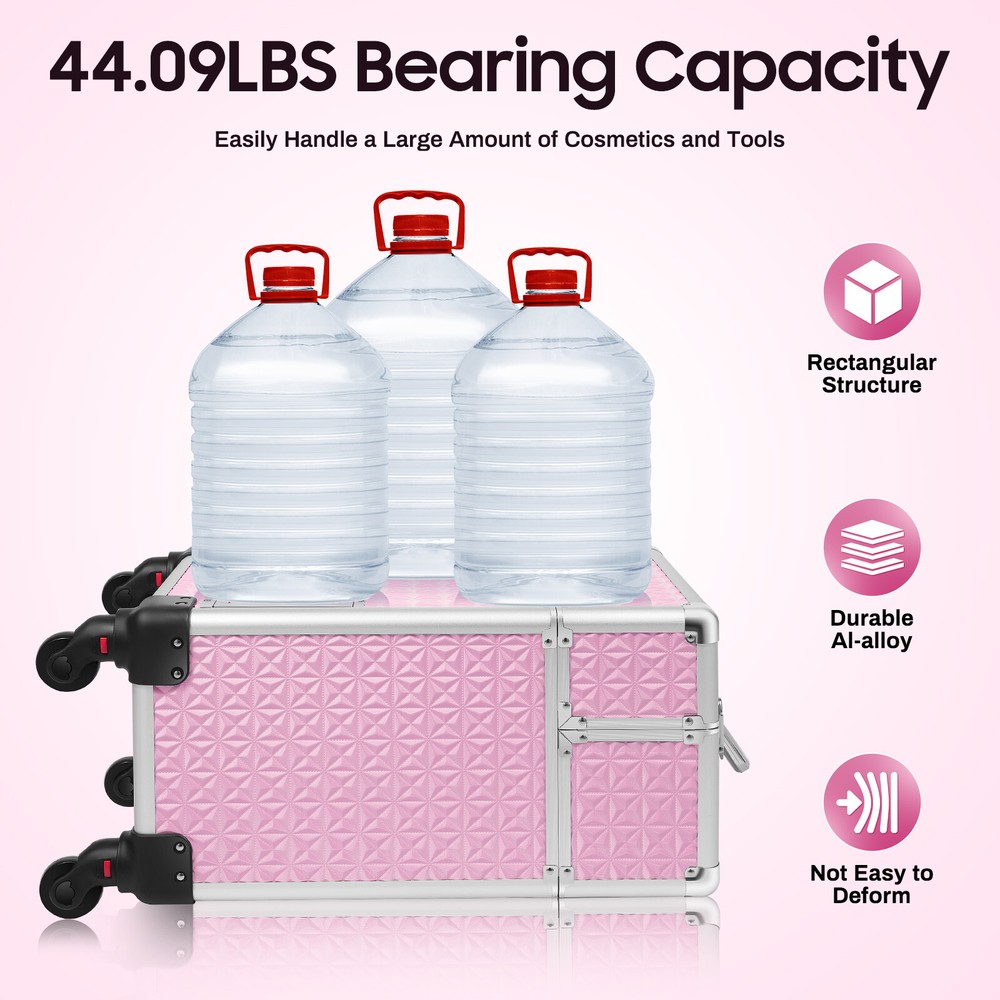 Professional Rolling Makeup Train Case Cosmetic Trolley Organizer Makeup Case
