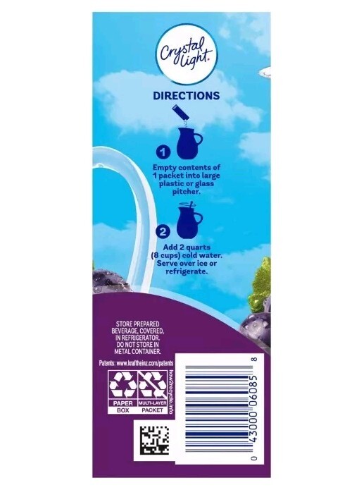 6 Boxes Crystal Light Concord Grape Drink Mix Sugar Free 36 Pitcher Packets