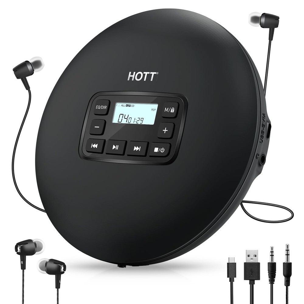 HOTT C204 Basic Portable CD Player with Anti-Skip Protection - AA Battery Pow...