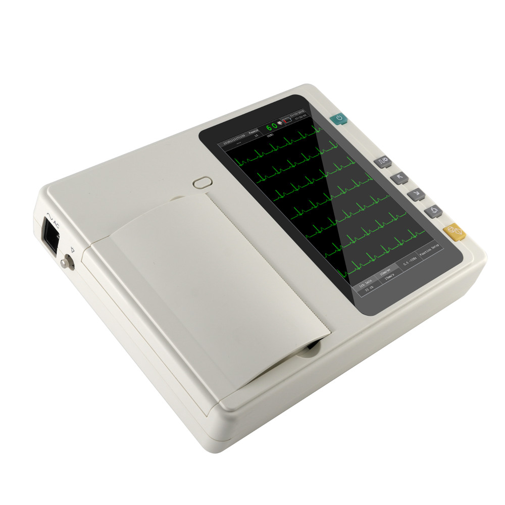 7-inch touchscreen ECG machine, 3-channel, 12-lead, with PC software