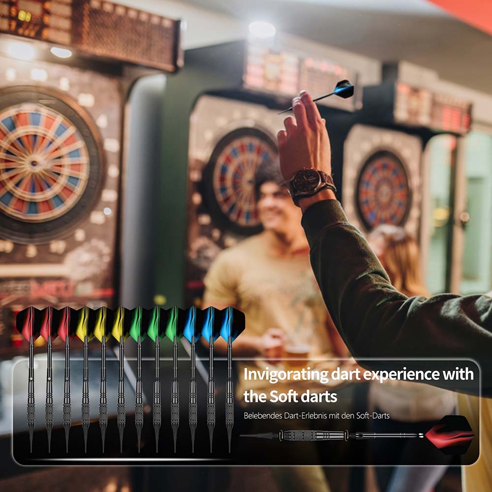 Reliable Functional Stylish Sleek 12-Piece Replaceable Plastic Soft-Tip Dart Set