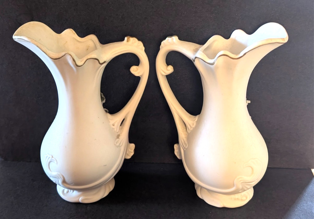 2 Norleans Taiwan Flowered Ceramic Pitchers