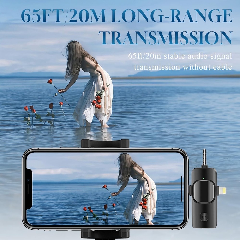 3 in 1 Wireless Lavalier Microphone for iPhone, iPad, Android, 3 MIC, Black