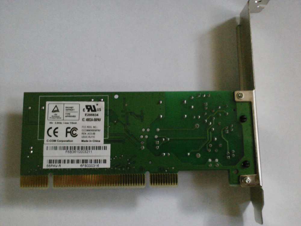 C-Com 56PAV-R Agere Systems PCI Soft Modem TESTED & WORKING