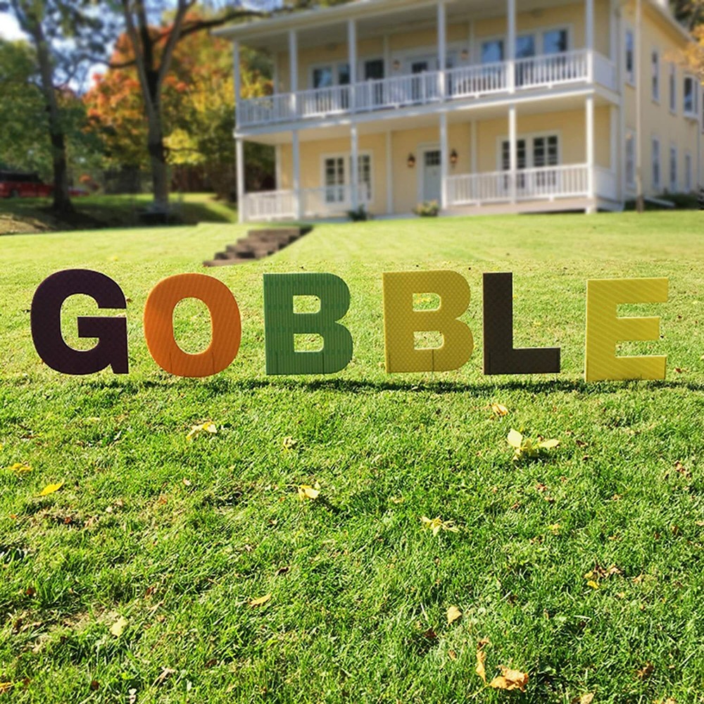 Gobble Thanksgiving Yard Decorations 6pcs Includes Stakes, 12884, Waterproof