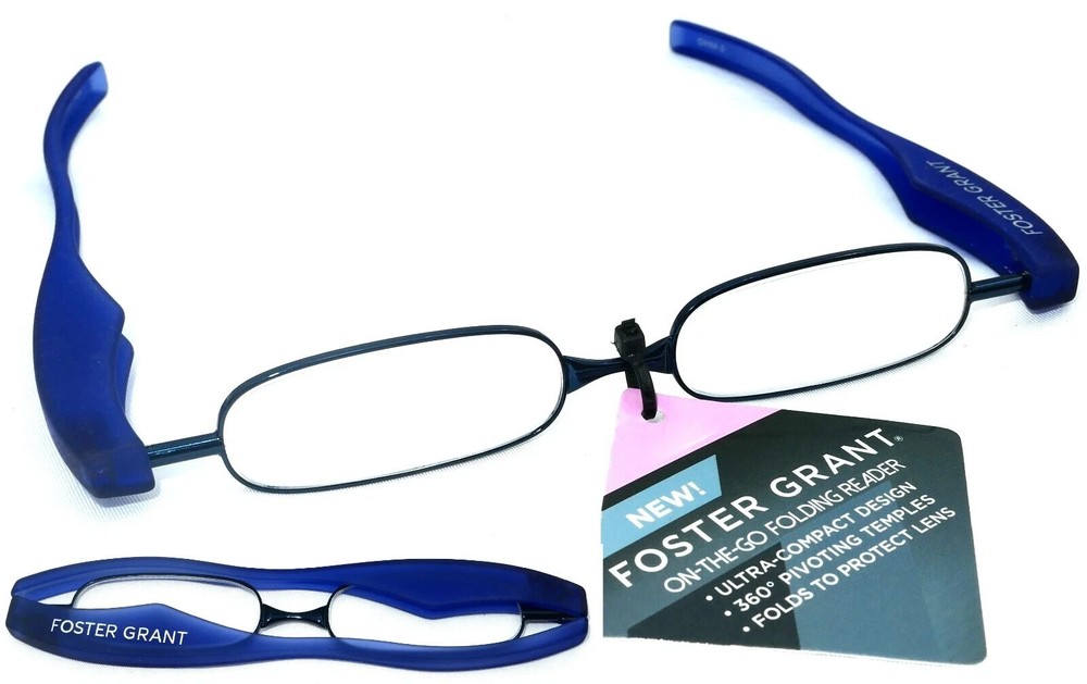 Foster Grant on-the-go folding reader POD Blu & Gry