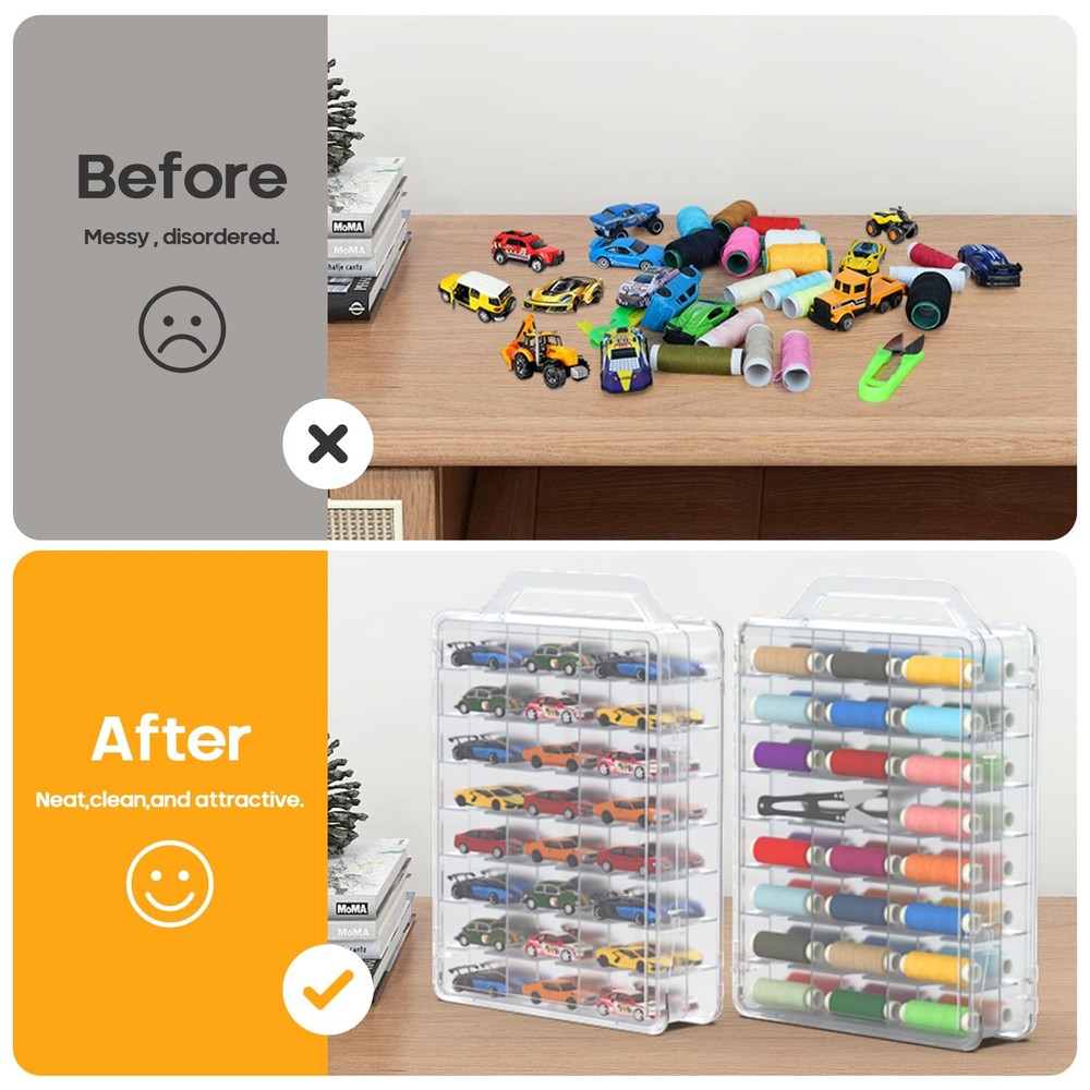 Gbivbe 46 Grids Sewing Organizer, Double Sided Thread Box Transparent