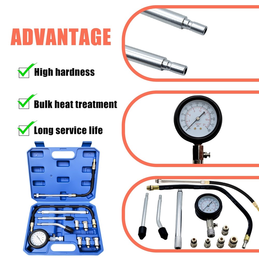 11 Piece Compression Tester Set, Car Compression Tester Kit for Gasoline Engine ...