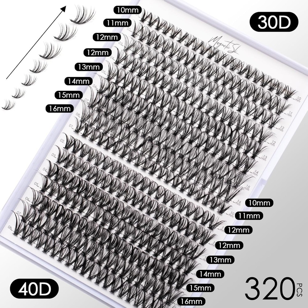All-in-One Eyelash Extension Kit: 320 Clusters, Bond & Seal, Easy Application