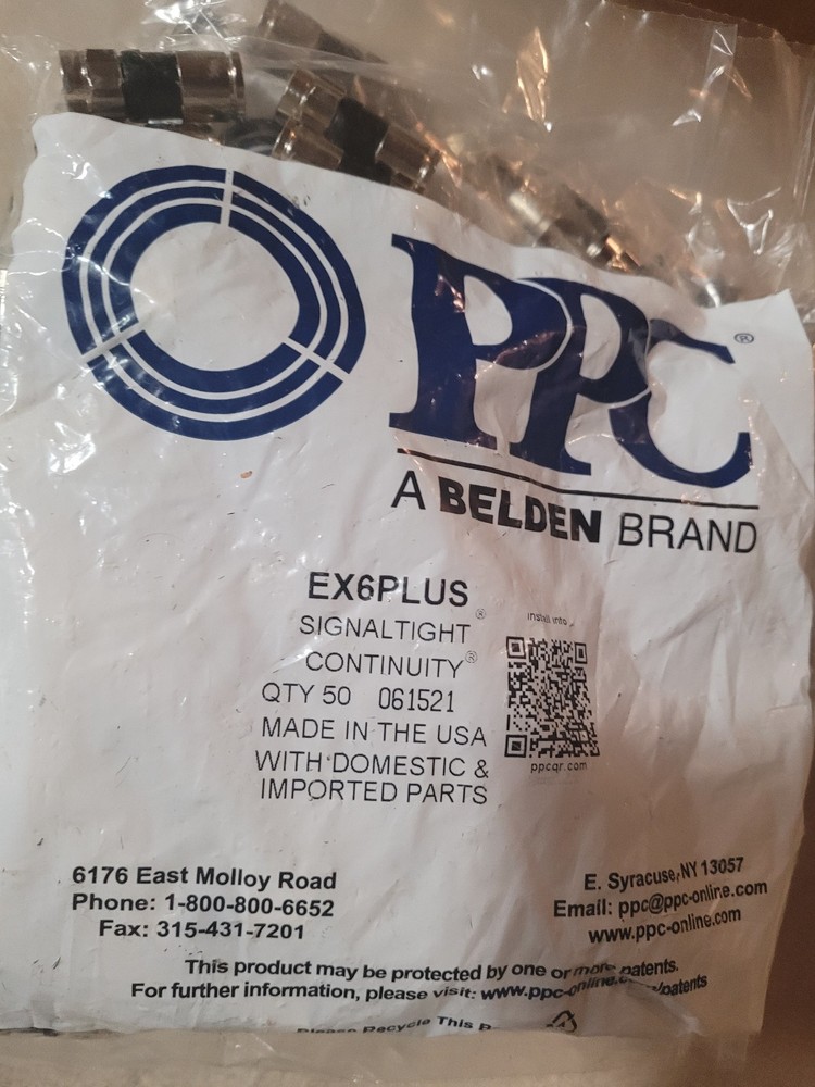 100 pack PPC EX6PLUS Coaxial Cable Compression Connector