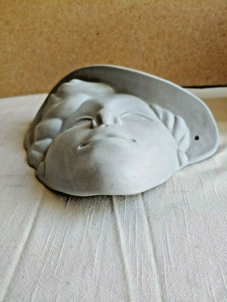 Ceramic bisque mask lady with hat u paint
