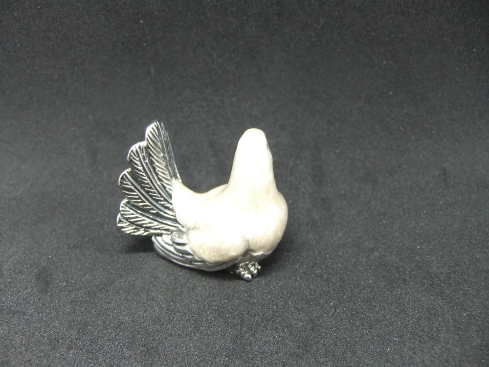 Saturno Solid Sterling 925 Hallmarked Silver & Enamel Miniature Dove Figure