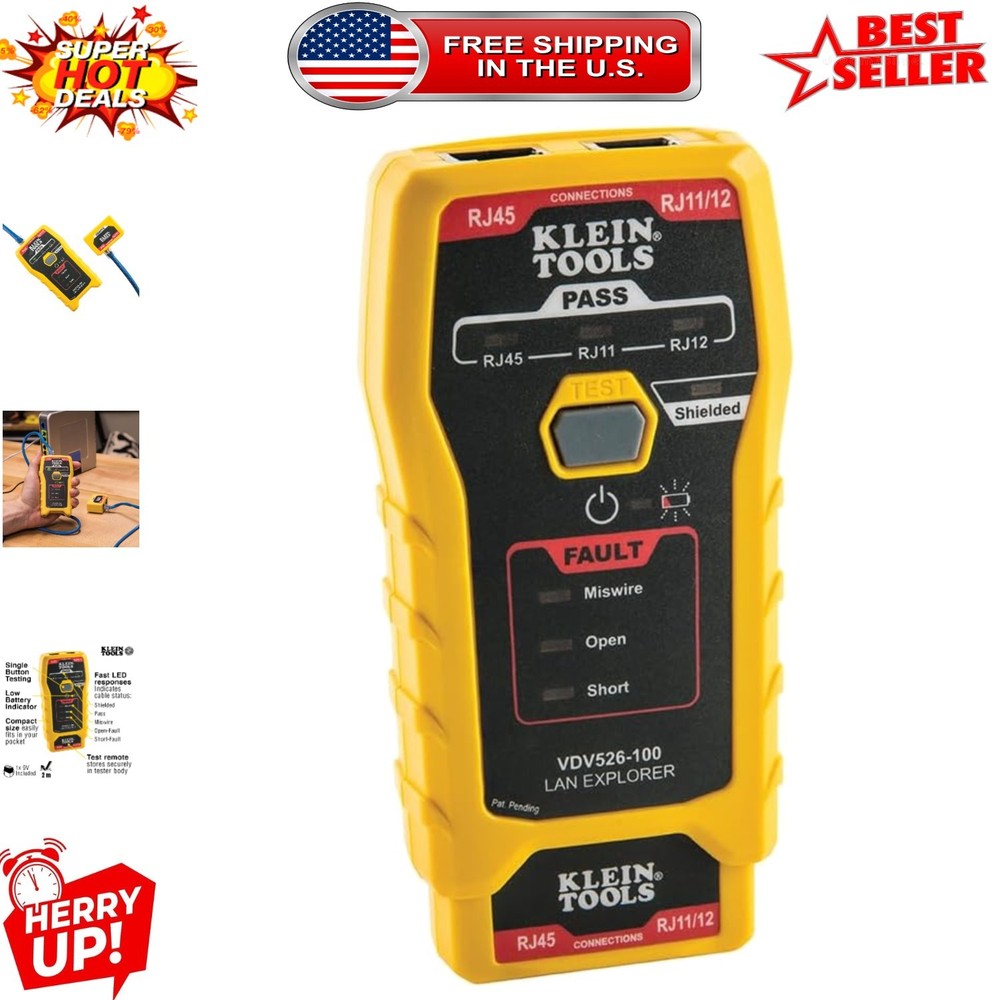 Versatile Network Cable Tester with Auto Power-Off and Secure Remote Storage