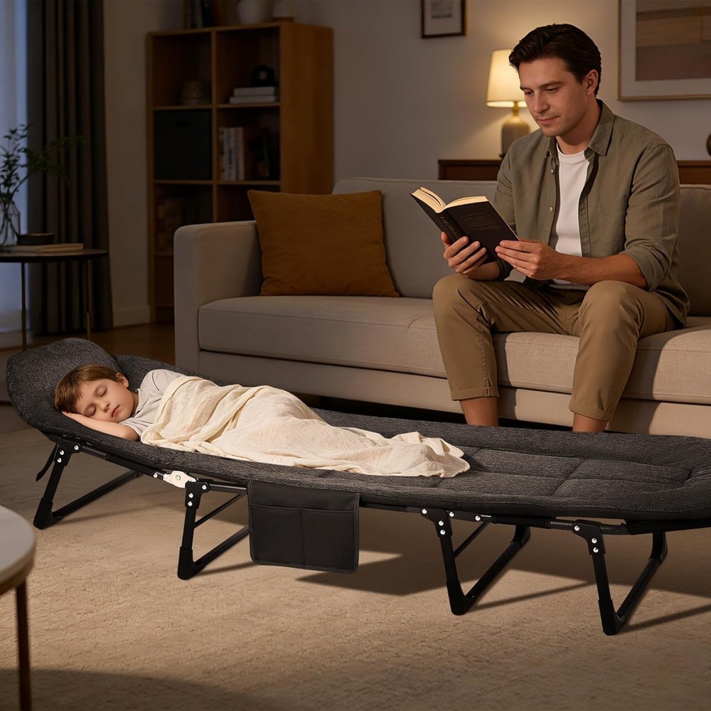 Adults Oversized Folding Sleeping Bed Portable Cots Foldable Reclining Chair Bed
