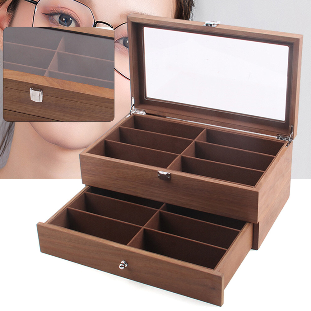 Eyeglass Case Storage Sunglass Display Box 12Bits 2 Layer Collect Organizer Gift