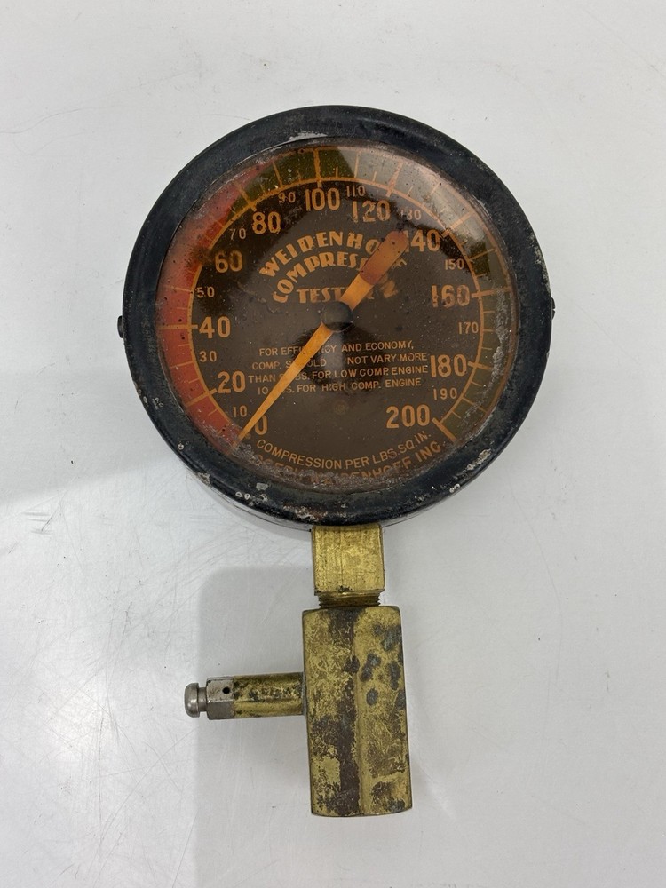 Vintage Weidenhoff Compression Test Gauge Set w Case Auto Tool 200 PSI-Untested