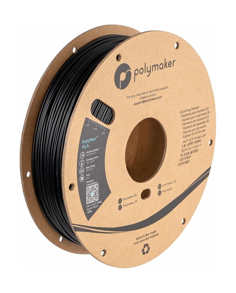 Polymaker Polymax Tough PLA 3D Printer Filament 1.75mm 0.75kg Black, PolyMax ...
