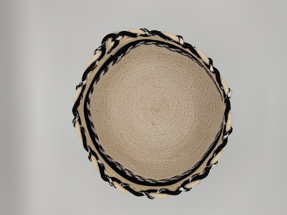 Beautiful Handmade Coiled Rope Bowl Fabric