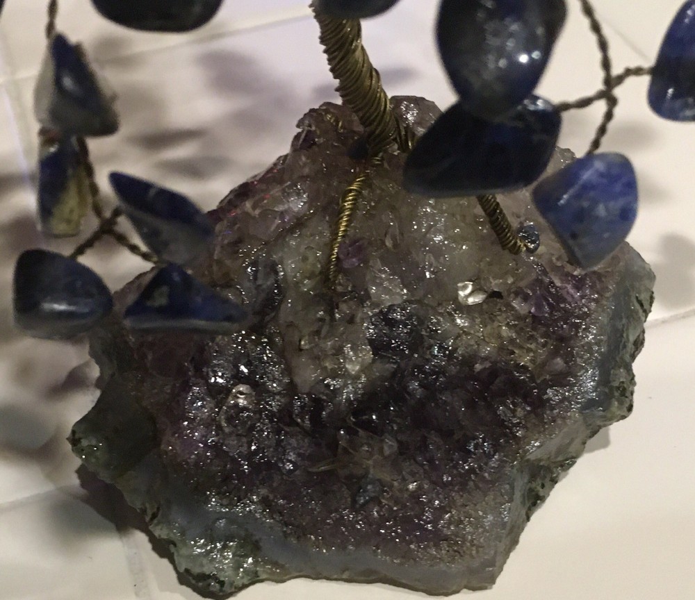 Vintage Copper Wire Tree Blue Stones
