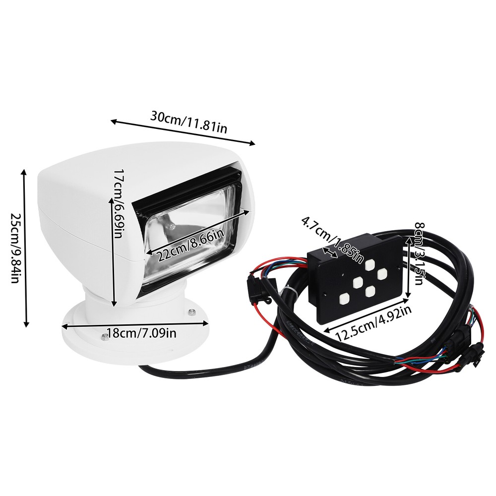 White Boat Searchlight Boat Spotlight 100W Remote Control Spotlights 110v