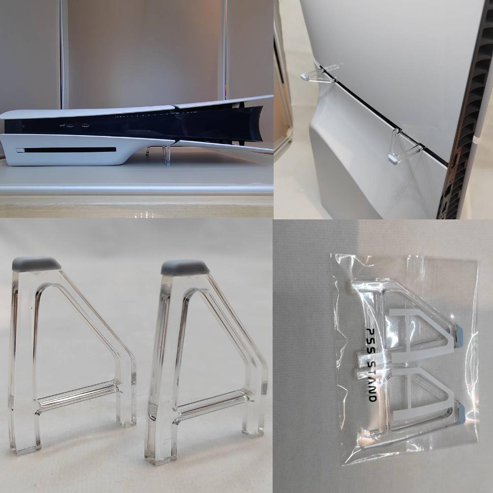 Clear Anti-slip Triangular Mount Support For PS5 Slim Console Horizontal Stand