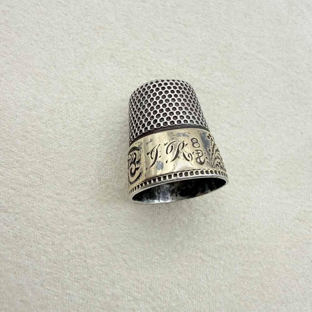 Antique Sterling Silver Swirl Pattern Thimble Sewing Accessory Collectible