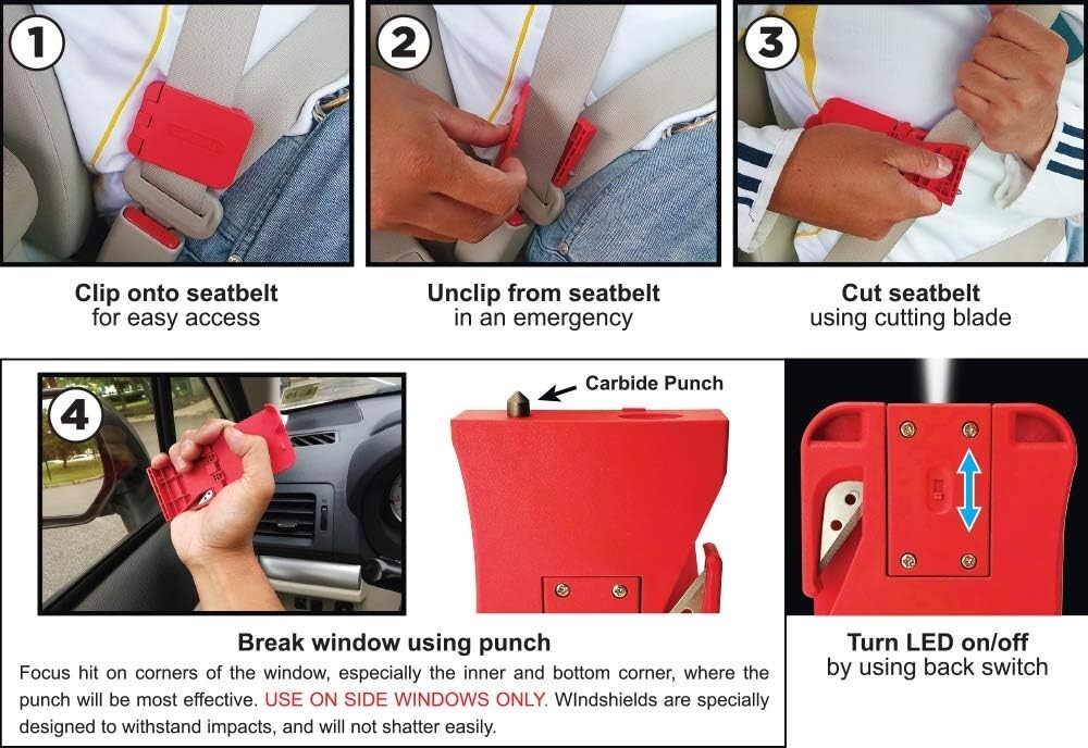 General Tools 3-in-1 Car Emergency Escape Tool #7905-BK