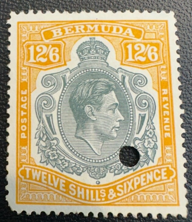 Bermuta Stamp #127 Punch Cancel 12/6