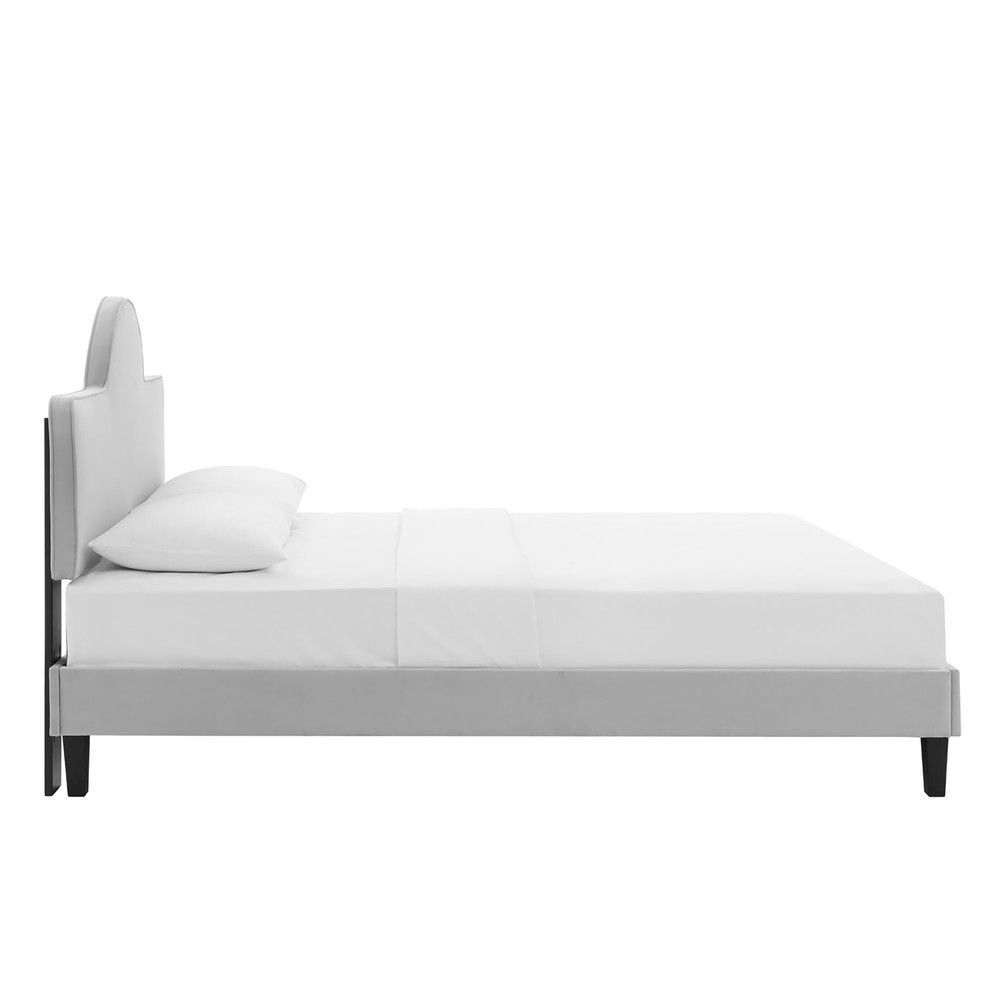 Modway Soleil Performance Velvet Queen Bed in Light Gray