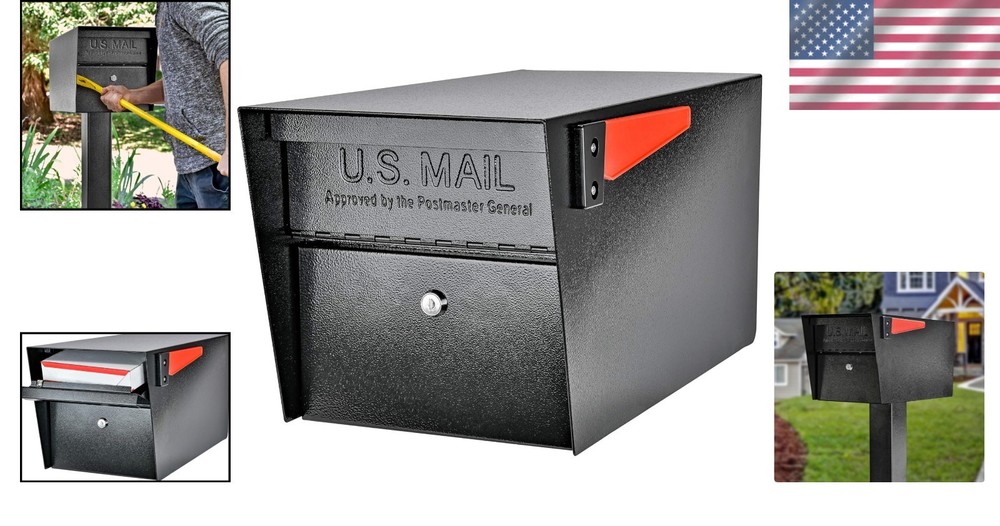 Locking Curbside Mailbox, Black Steel Construction
