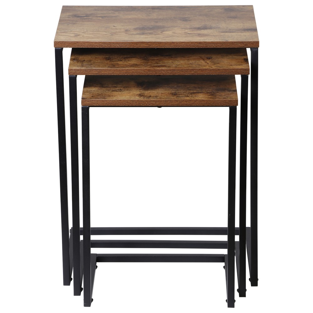 Nesting Side Tables Set of 3 C Shaped End Tables Stackable Coffee Snack Table