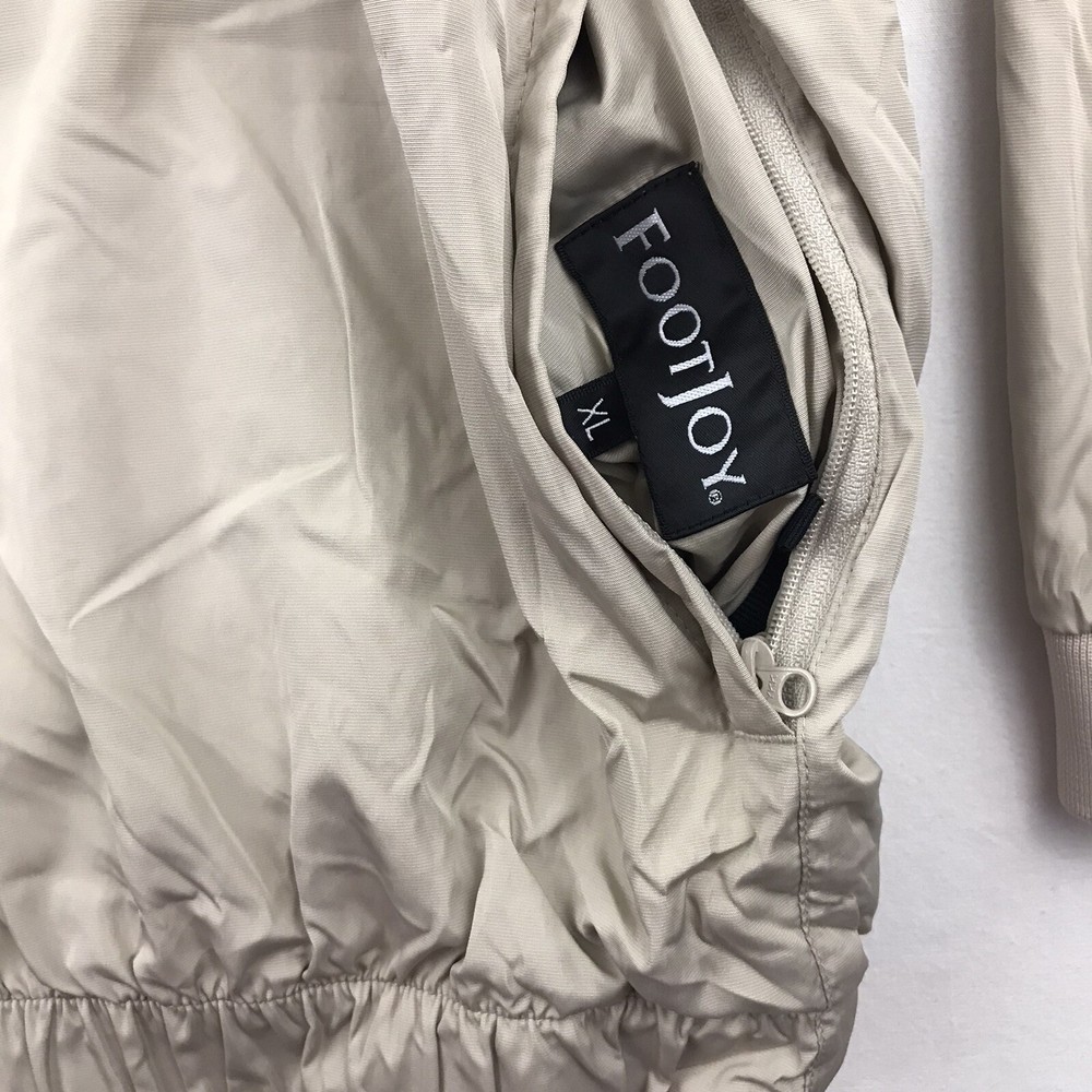 FootJoy Mens Packable Pullover Golf Jacket Rain Wind Size XL Beige