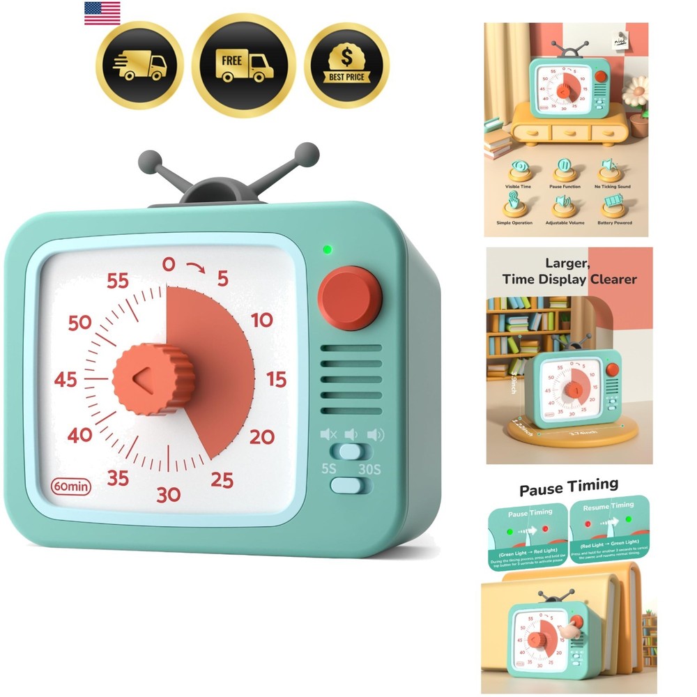 Visual Timer for Kids with Pause Function, 60-Minute Countdown Timers for Cla...