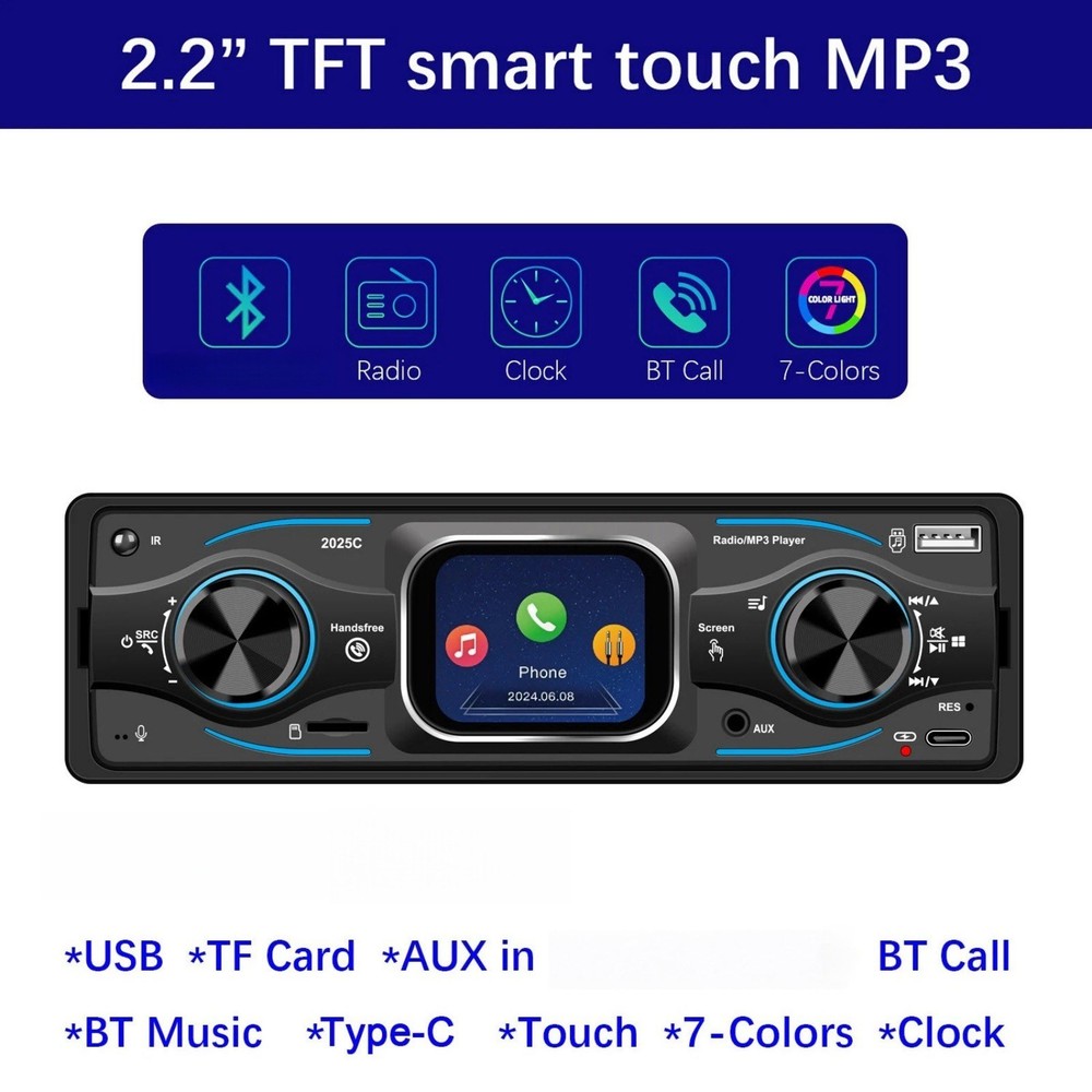 MP3 Car Stereo with Touch Operation Screen, Quick Selection and Easy Control