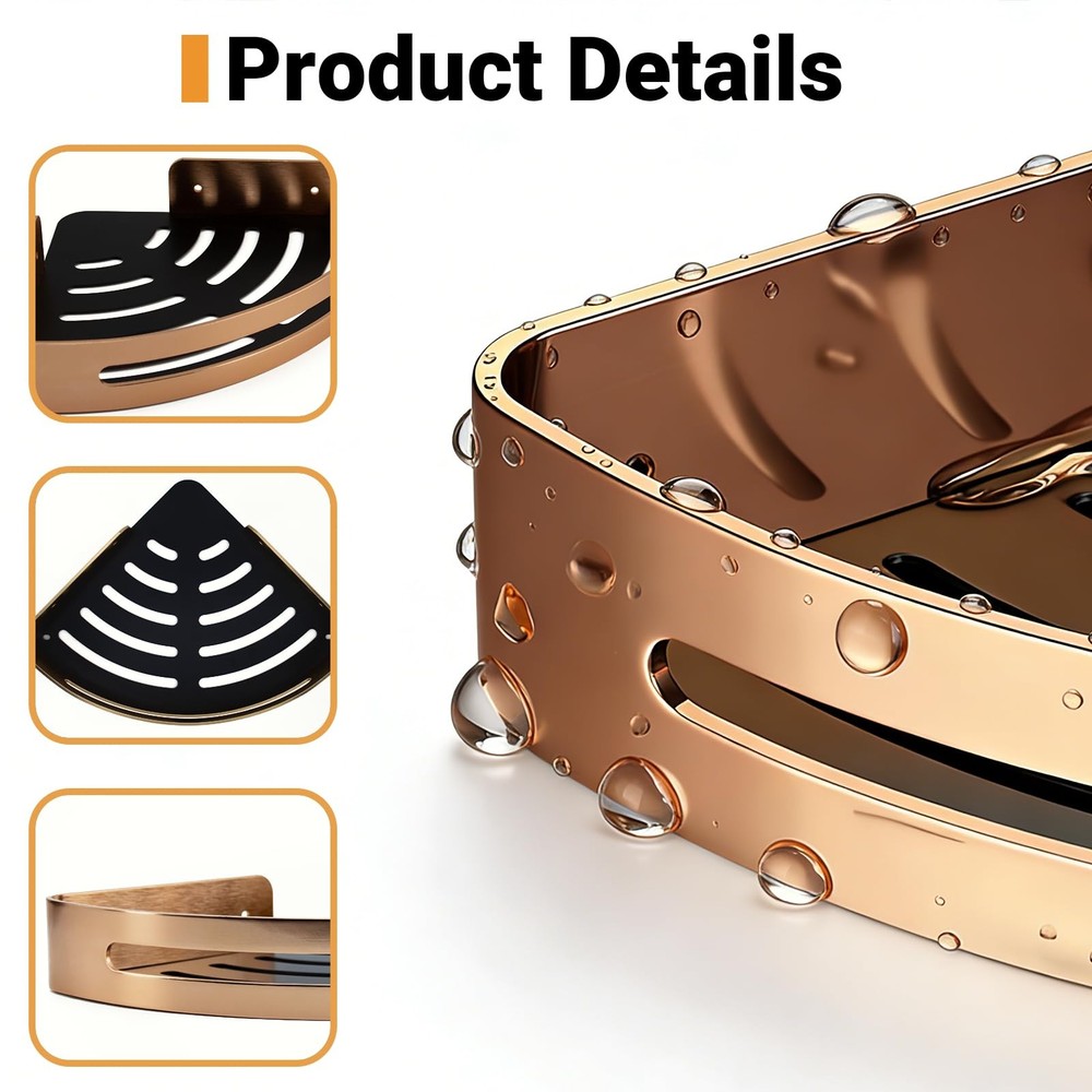 Corner Shower Caddy, Drilling/Adhesive Mounting Methods, Rustproof Wall Mount...