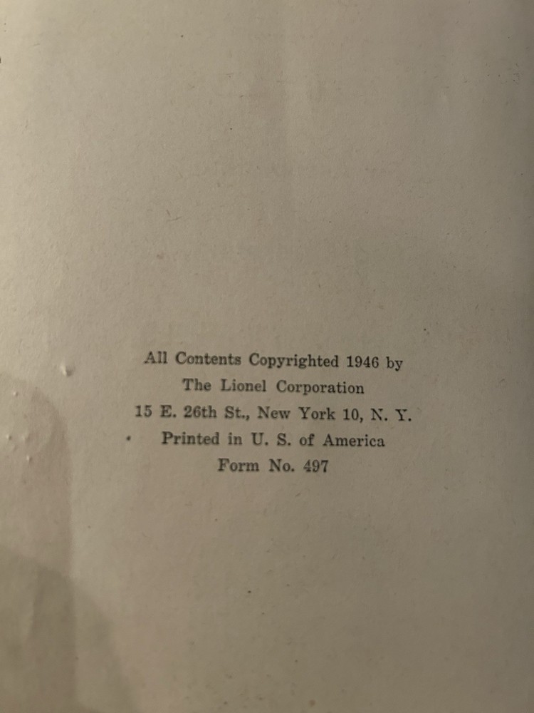 Instructions For Assembling and Operating Lionel Trains - 1946