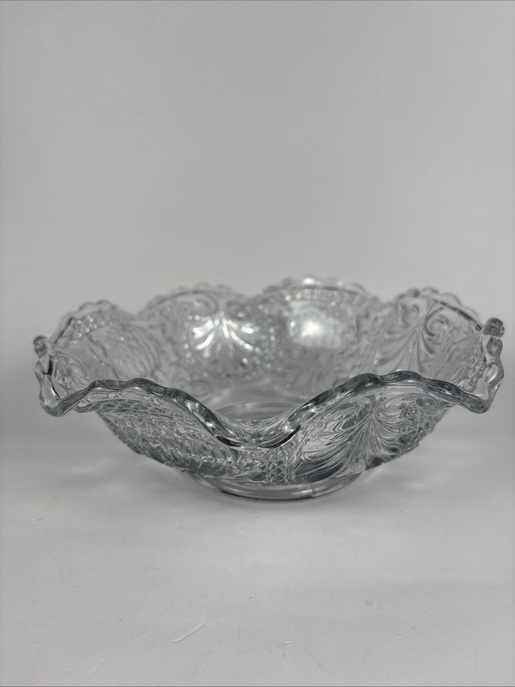 EAPG Clear Lotus Flower Pattern Bowl 9” Diameter
